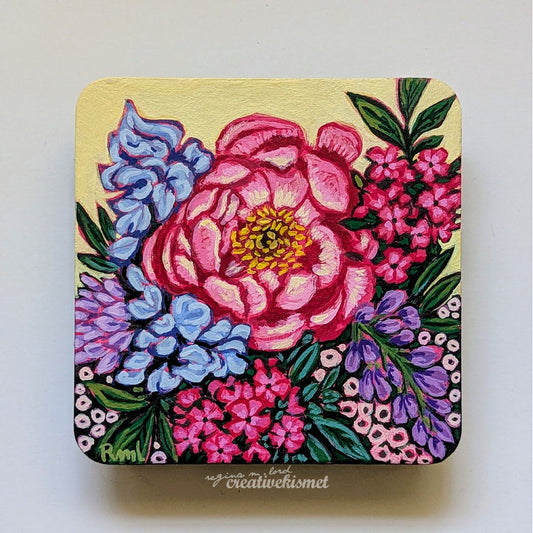 Floral Bouquet - 4 x 4 Original Art