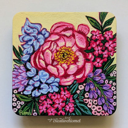 Floral Bouquet - 4 x 4 Original Art