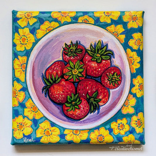 Summer Strawberries - 6 x 6 Original Art