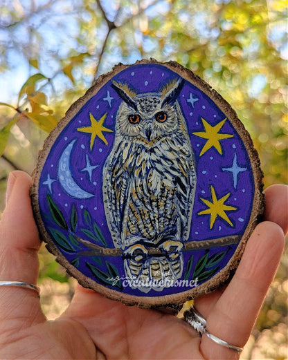 2025 Wood Slice Ornament - Great Owl