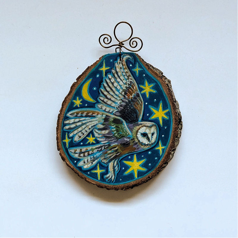 2025 Wood Slice Ornament - Barn Owl