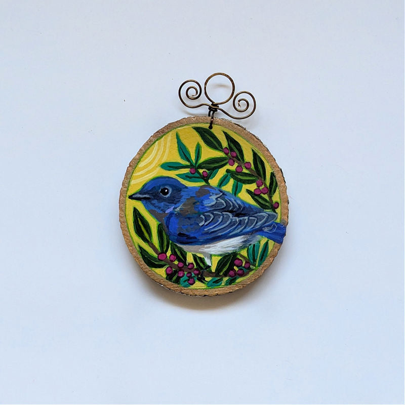 2025 Wood Slice Ornament - Western Bluebird