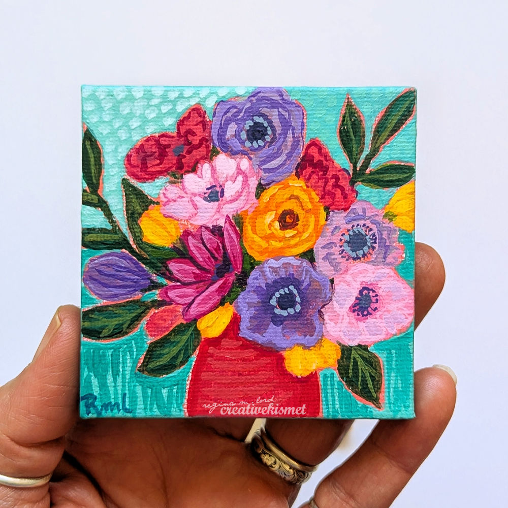Mini Bouquet - Floral Dream - 3 x 3 Original Art