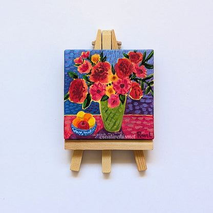 Mini Bouquet - Fruitful Flowers - 3 x 3 Original Art