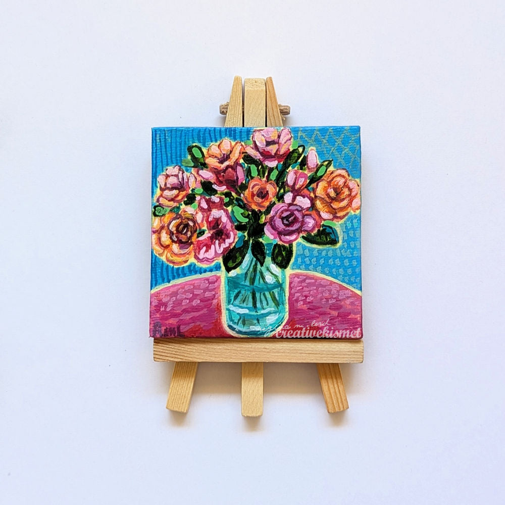 Mini Bouquet - Timeless Roses - 3 x 3 Original Art