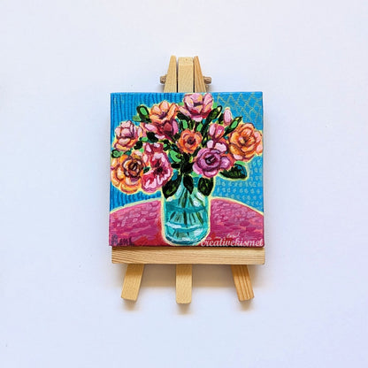 Mini Bouquet - Timeless Roses - 3 x 3 Original Art