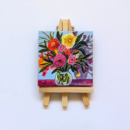 Mini Bouquet - In the Floral Shadows - 3 x 3 Original Art