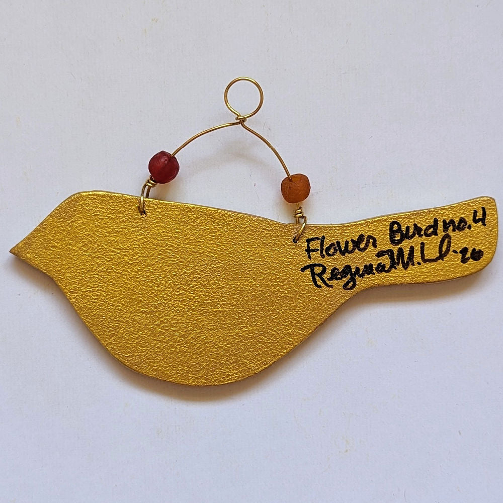 Flower Bird No. 4 - Yellow Bird with Pink Peony