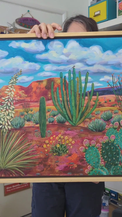 Desert Cactus Dream - 18 x 24 Framed Original Artwork