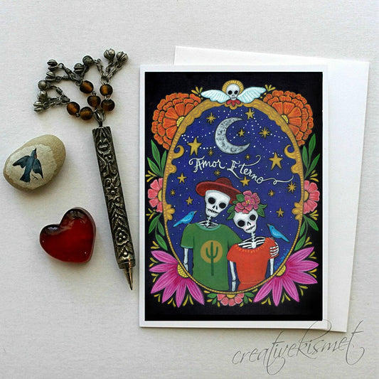 Day of the Dead - Amor Eterno - 5x7 Art Card with Envelope