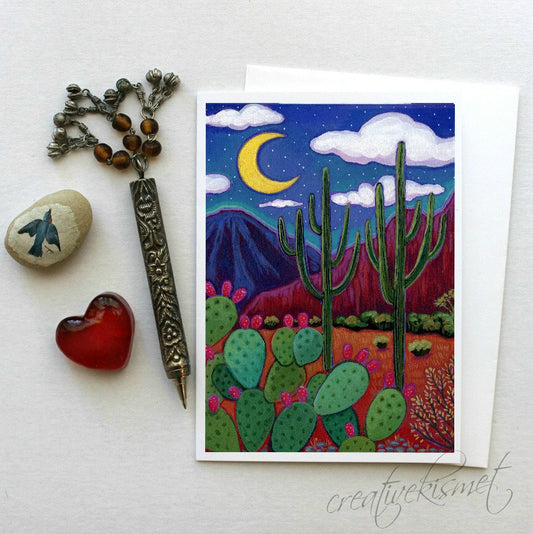 Desert Crescent Moon - 5x7 Art Card with Envelope