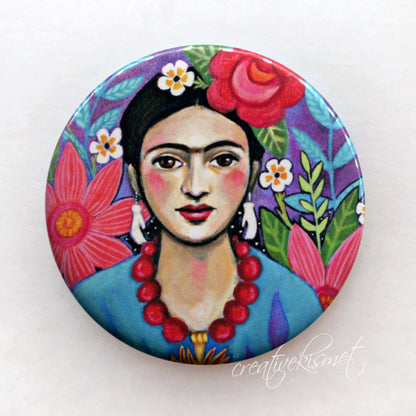 MexicanArtist with Flowers - Pocket Mirror