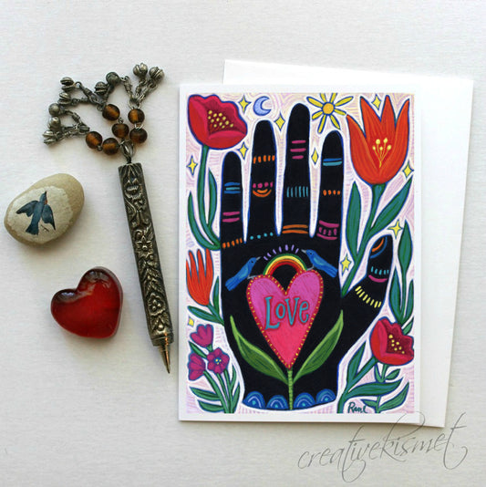 Hold Onto Love - Heart in Hand 5x7 Art Card with Envelope
