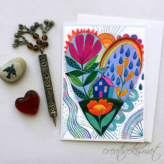 Happy Heartscape - 5x7 Art Card with Envelope