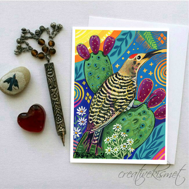 Desert Gila Woodpecker - 5x7 Art Card with Envelope