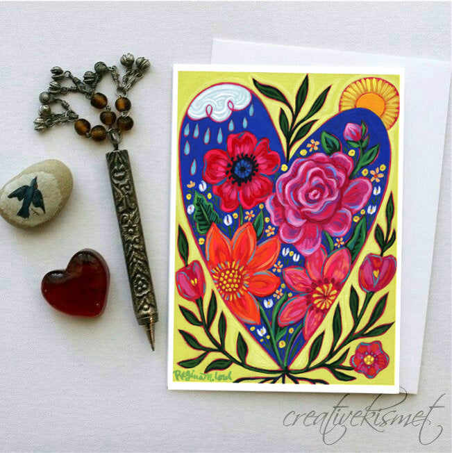 Flower Love - 5x7 Art Card with Envelope