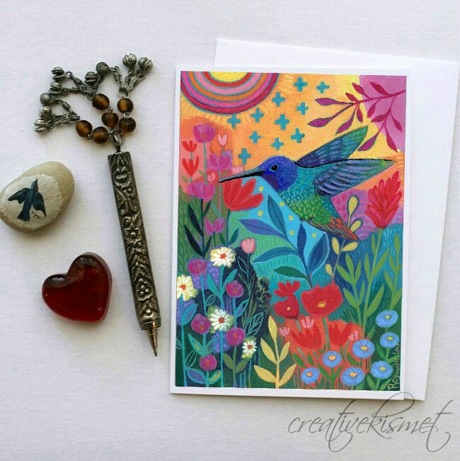 Hummingbird Joy - 5x7 Art Card with Envelope