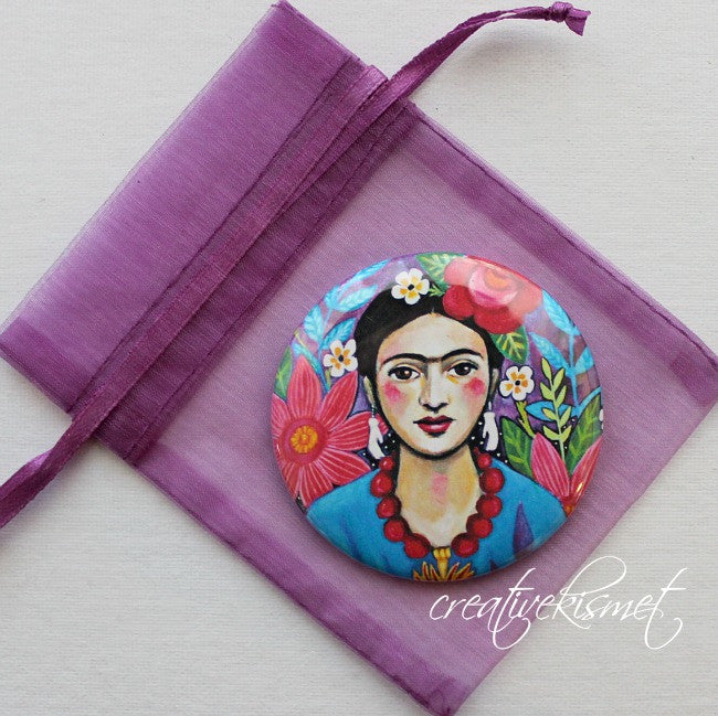 MexicanArtist with Flowers - Pocket Mirror