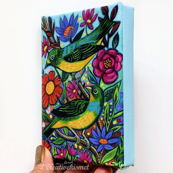 Canvas Block Print - Two Birds