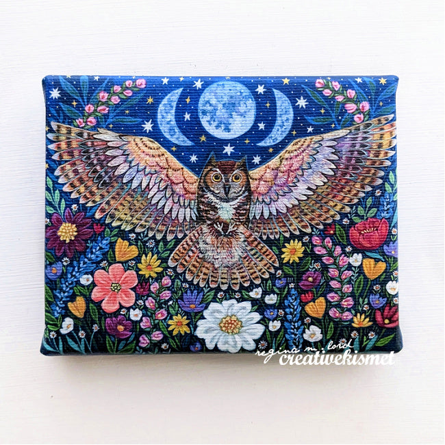 Canvas Block Print - Owl Moon